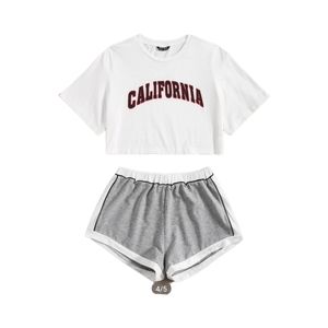 Shein crop tee and short set